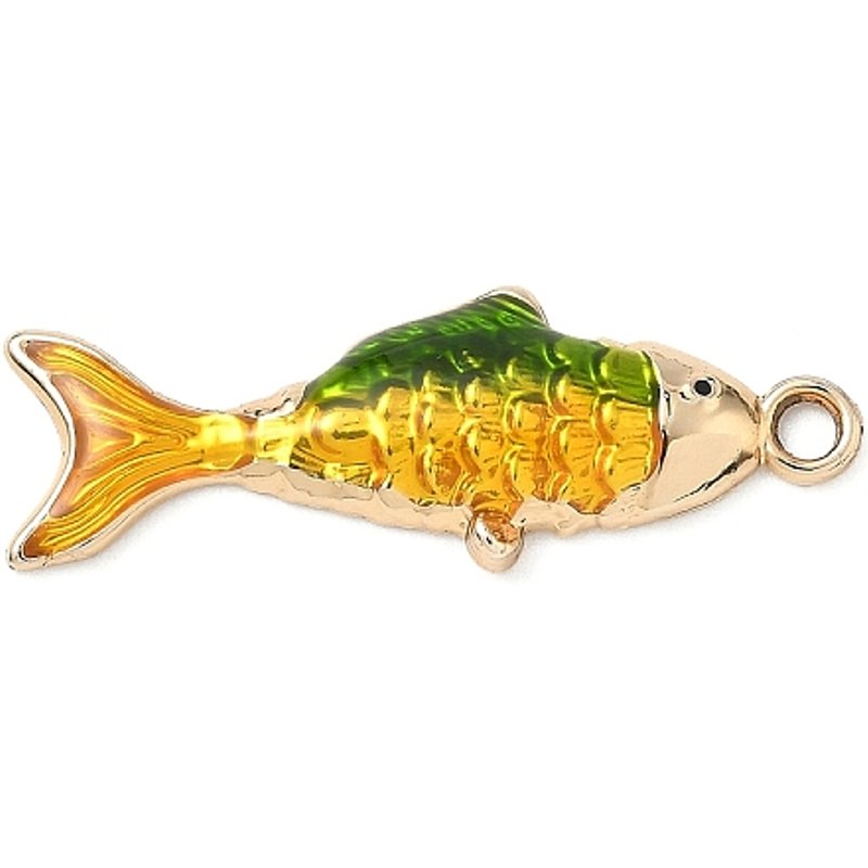 Pendentif en Émail Alliage Poisson Doré avec Trou de 2,3mm — Breloques et pendentifs