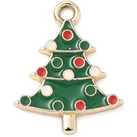 Pendentif en Émail Alliage Arbre de Noël Doré