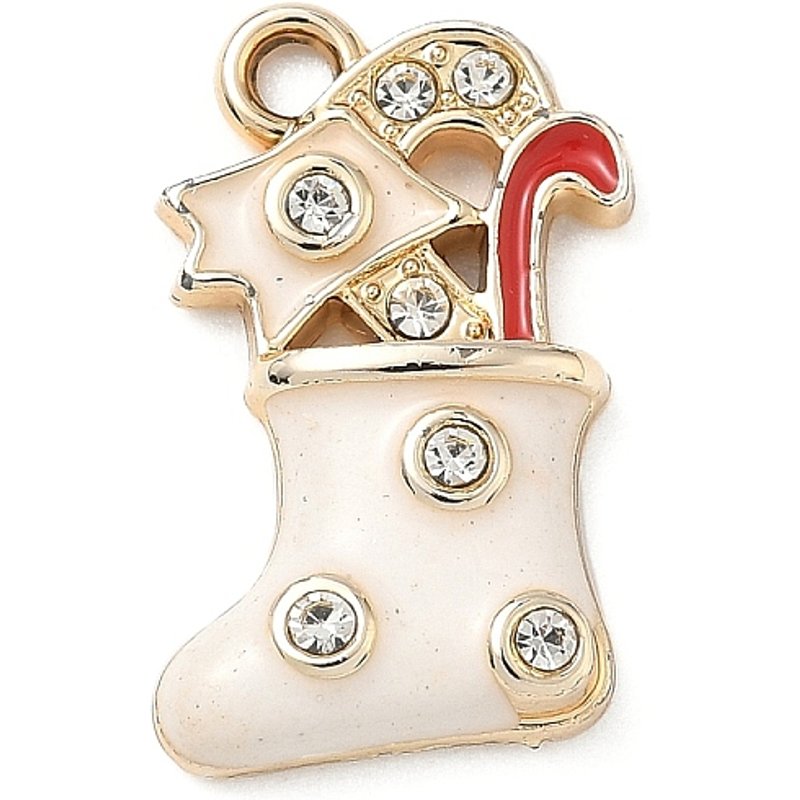 Pendentif en alliage de strass sur le thème de Noël - Style émaillé doré — Breloques et pendentifs