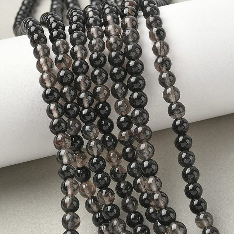 Brins de perles d'obsidienne glacée naturelle, rondes, brun noix de coco, 6mm — Perles à bijoux