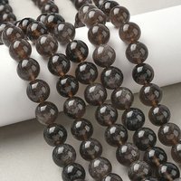 Brins de perles en obsidienne naturelle, rondes, café, 12mm