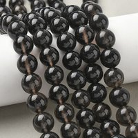 Brins de Perles d'Obsidienne Glacée Naturelle, Ronde, Brun Coco, 12mm