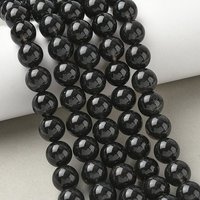 Brins de Perles d'Obsidienne Glacée Naturelle, Rondes Noires, 12mm, 32pcs
