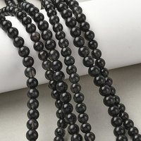 Brins de perles d'obsidienne naturelle Ice, rondes noires, 6mm, 66pcs
