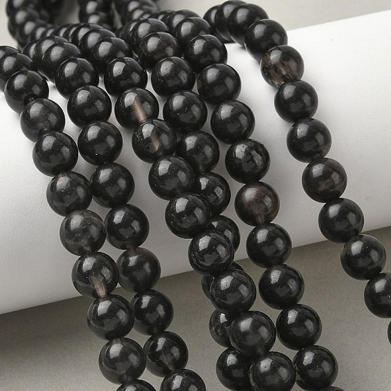 Brins de Perles d'Obsidienne Glacée Naturelle, Rondes Noires, 8mm, 43-45pcs