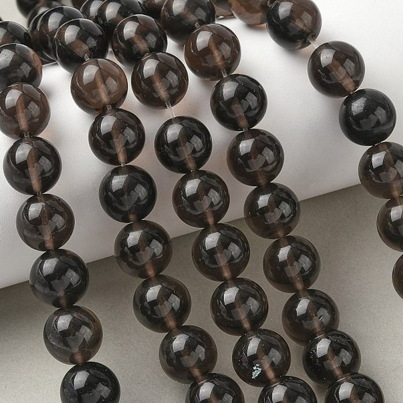 Fil de perles d'obsidienne naturelle Ice, rondes, brun noix de coco, 12mm — Perles à bijoux