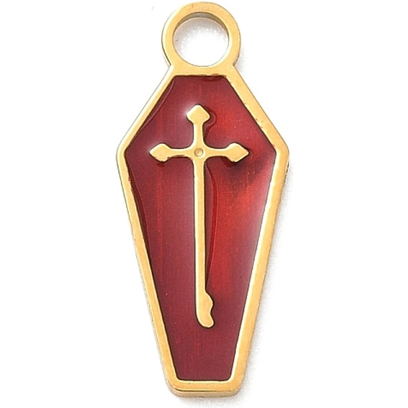 Pendentif croix en acier inoxydable 304 émaillé thème Halloween — Breloques et pendentifs