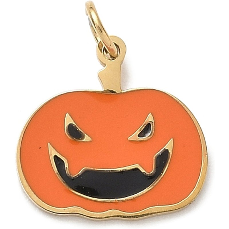 304 Stainless Steel Pumpkin Halloween Theme Charm with Jump Ring — Charms & Pendants