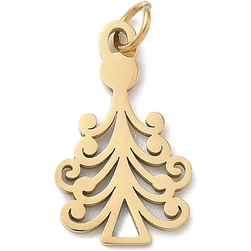 Pendentif en Acier Inoxydable 304, Thème de Noël, Fini Doré — Breloques et pendentifs