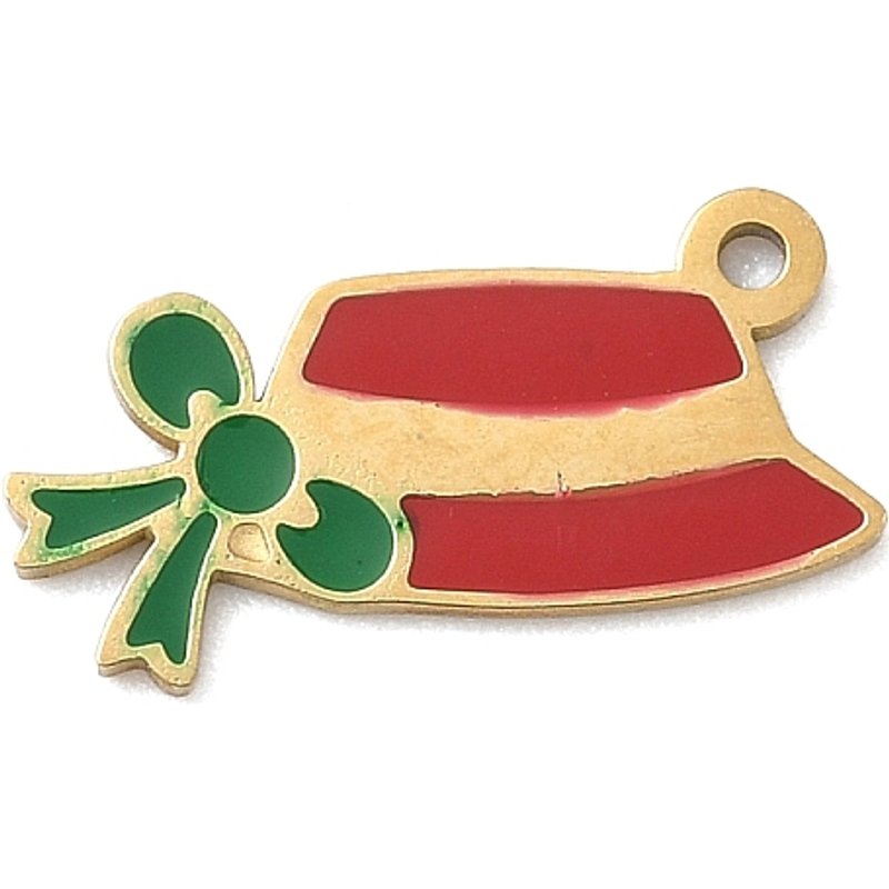 Charm en Acier Inoxydable 304 Émaillé Thème de Noël - Chapeau — Breloques et pendentifs
