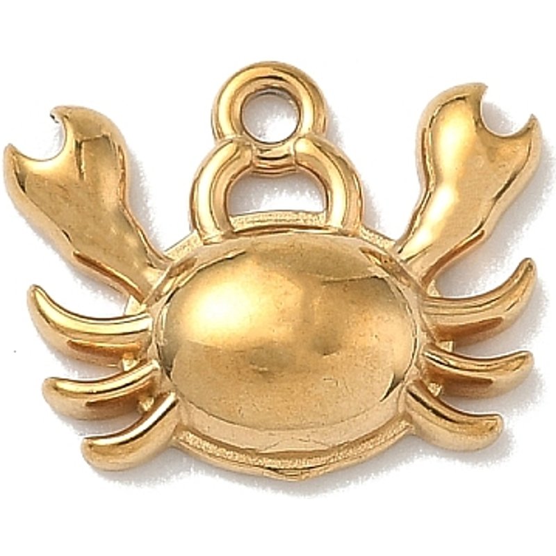 Breloques de crabe en acier inoxydable 304, dorées, 11x13x3mm — Breloques et pendentifs