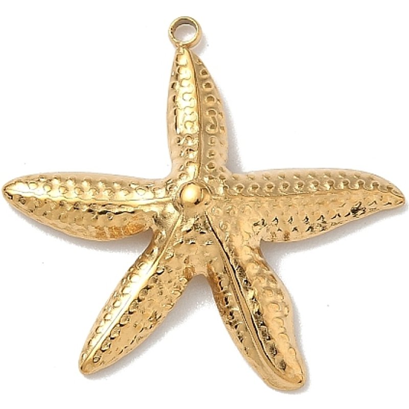 Charms Étoile de Mer en Acier Inoxydable 304, Doré, 27x29x4mm — Breloques et pendentifs