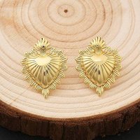 Boucles d'oreilles en laiton en forme de cœur avec plaquage en or 18K — Bijoux fantaisie