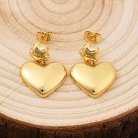 Boucles d'oreilles pendantes en laiton Heart & Star, plaquées or 18K — Bijoux fantaisie