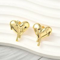 Melting Heart Brass Stud Earrings with 18K Gold Plating — Costume Jewelry