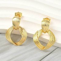 Boucles d'oreilles pendantes en laiton Rhombus - Plaqué or 18K — Bijoux fantaisie