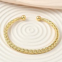 Brass Wheat Chain Cuff Bangles for Women - 18K Gold Plated — Bracelet Women