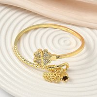 Brass Micro Pave Clear Cubic Zirconia Cuff Bangles for Women — Bracelet Women