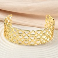 Hollow Brass Cuff Bangles for Women with Heart Pattern — Bracelet Women