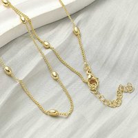 1.5MM Brass Twisted Curb Chain Necklace with Oval Brass Beads — Pendant Necklace