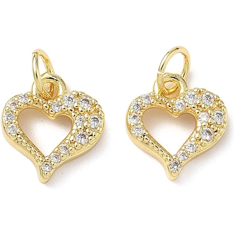 Brass Micro Pave Cubic Zirconia Heart Pendant with Jump Ring — Charms & Pendants