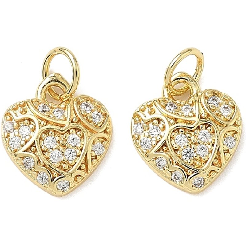 Brass Micro Pave Heart Pendant with 18K Gold Plating — Charms & Pendants