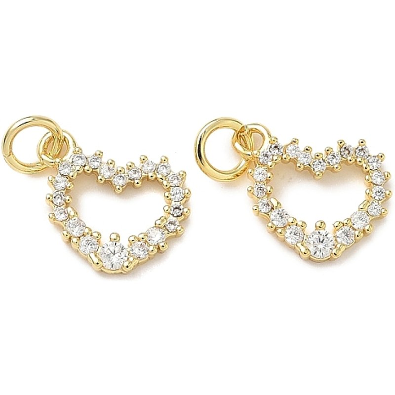 Brass Micro Pave Heart Pendants with 18K Gold Plating — Charms & Pendants