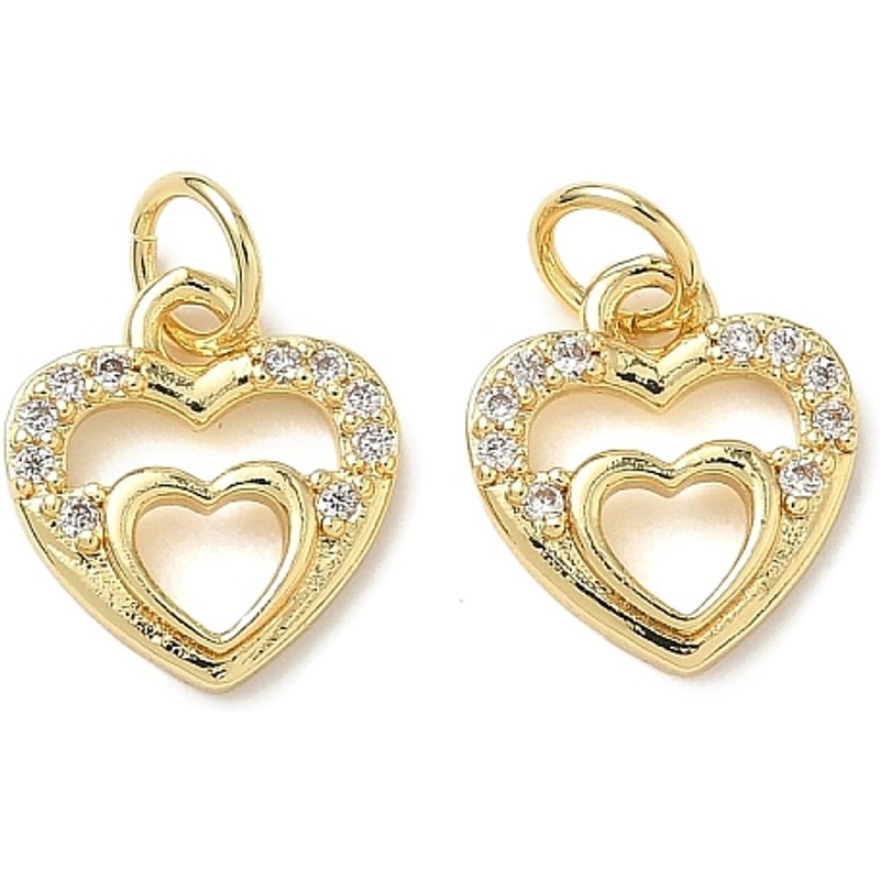 Brass Micro Pave Cubic Zirconia Heart Pendant with Jump Ring — Charms & Pendants