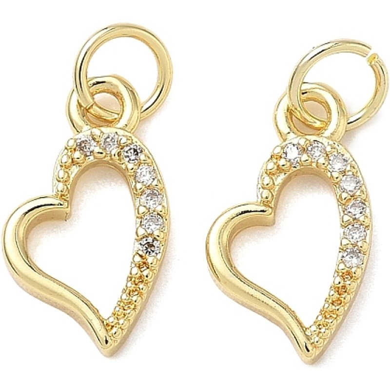 Brass Micro Pave Heart Pendant with 18K Gold Plating — Charms & Pendants