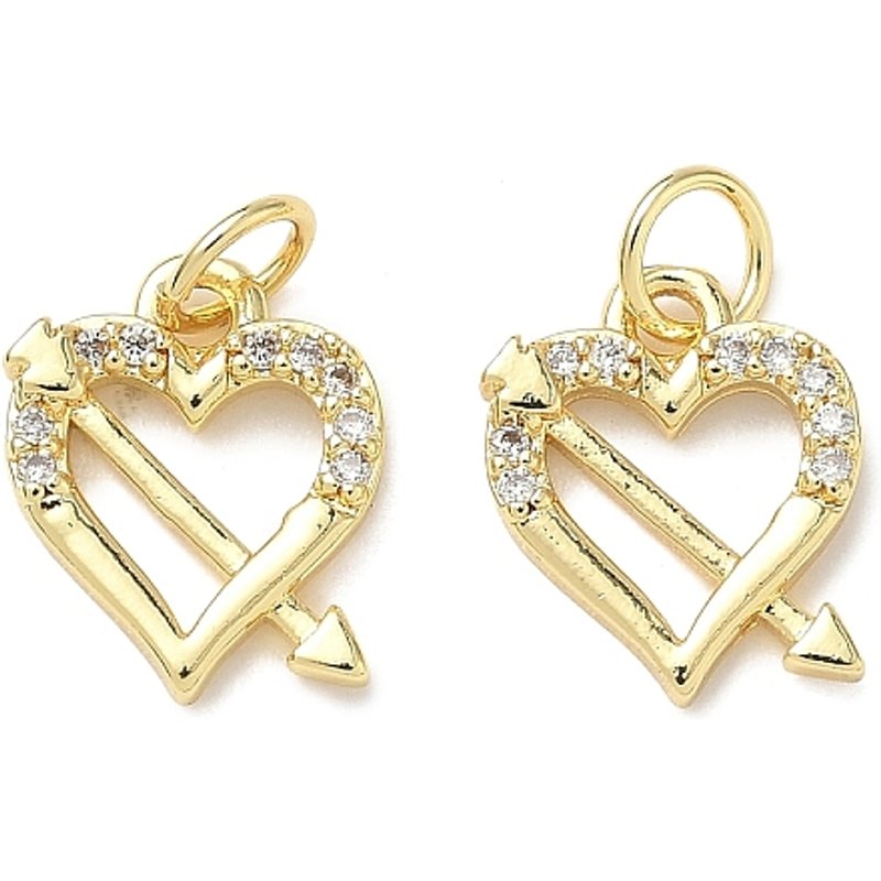 Pendentif en laiton avec zircon cubique micro pavé en forme de cœur — Breloques et pendentifs