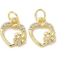 Brass Micro Pave Heart Pendant with 18K Gold Plating — Charms & Pendants