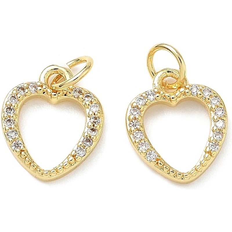 Brass Micro Pave Heart Pendant with 18K Gold Plating — Charms & Pendants