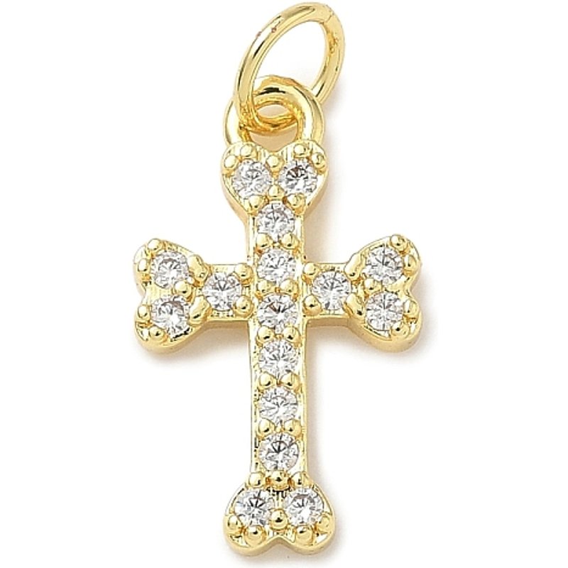 Brass Micro Pave Cubic Zirconia Cross Pendant with Jump Ring — Charms & Pendants