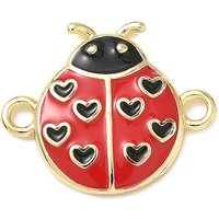 Liens Coccinelle en Émail Rouge et Noir en Laiton - Plaqué Or 18K — Accessoires pour bijoux