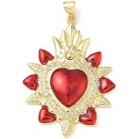 Pendentif en laiton Micro Pave Cœur Sacré en zircon cubique, plaqué or 18K — Breloques et pendentifs