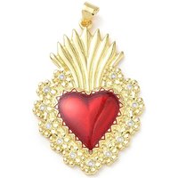 Brass Micro Pave Cubic Zirconia Sacred Heart Pendant with Enamel — Charms & Pendants