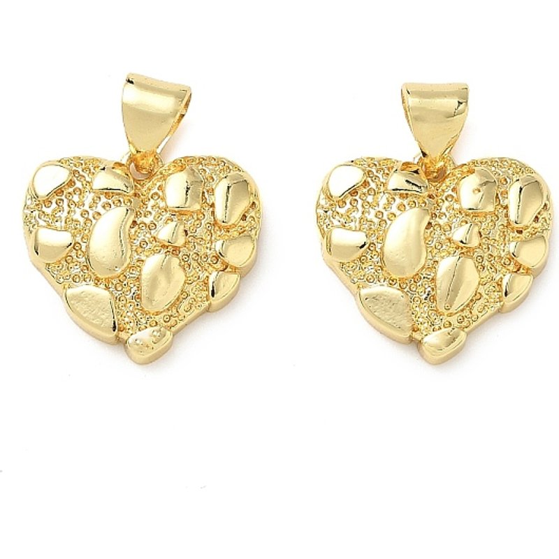 Pendentif en laiton en forme de cœur, plaqué or 18K, sans plomb — Breloques et pendentifs