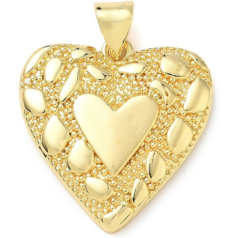 Pendentif en laiton en forme de cœur, plaqué or 18K, sans plomb — Breloques et pendentifs