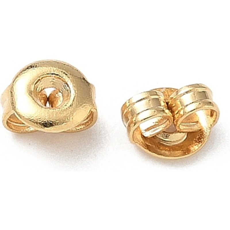 Écrous de Boucles d'Oreilles en Laiton, Ronds, Sans Plomb, Plaqués Or 24K — Accessoires pour bijoux