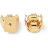 Brass Earring Nuts, Lead Free, Rectangle, 24K Gold Plated — Jewelry Findings