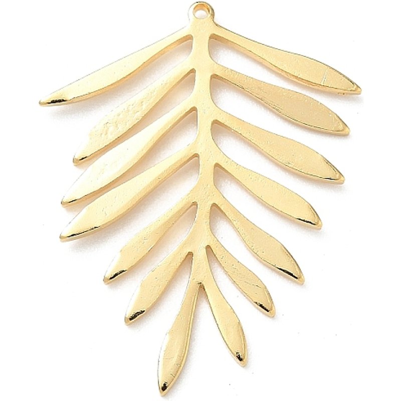 Pendentif en Laiton en Forme de Feuille, Plaqué Or 24K, Sans Plomb, Sans Cadmium — Breloques et pendentifs