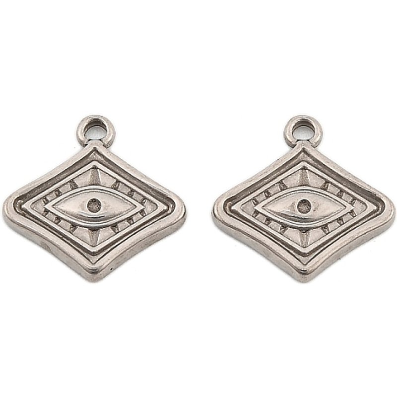 Charm en acier inoxydable 304, étoile avec œil, 14x15x2mm — Breloques et pendentifs