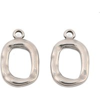 304 Stainless Steel Oval Pendants with 1.9mm Hole