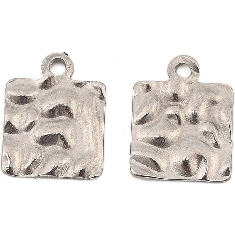 Pendentifs Carrés en Acier Inoxydable 304 avec Trou de 1,6 mm — Breloques et pendentifs