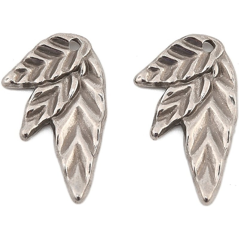 Pendentif en acier inoxydable 304, feuille, 24x15x2.5mm, trou : 1.7mm — Breloques et pendentifs