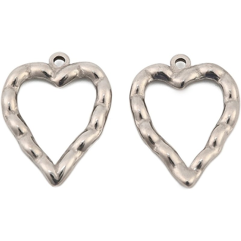 Pendentif en Acier Inoxydable 304 en Forme de Coeur Martelé — Breloques et pendentifs