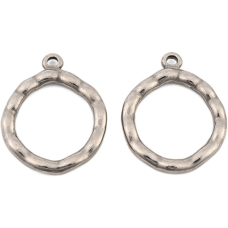 Pendentifs en acier inoxydable 304 martelé avec anneau — Breloques et pendentifs