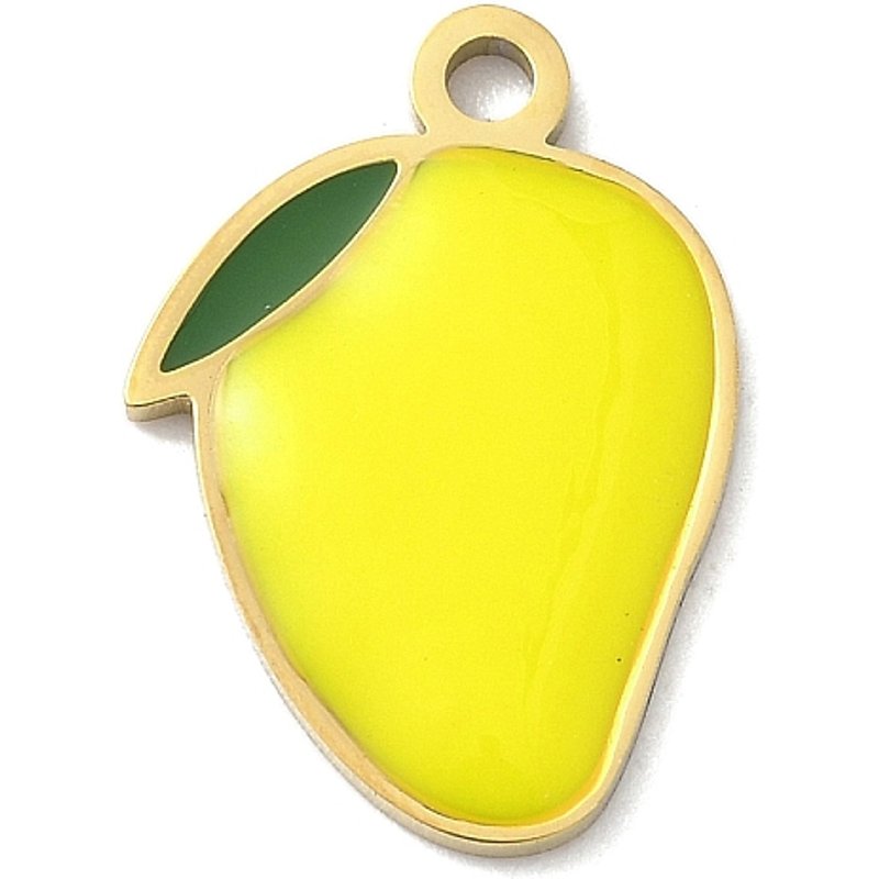 Pendentif en Émail de Mangue en Acier Inoxydable 304, Plaqué Or 18K — Breloques et pendentifs