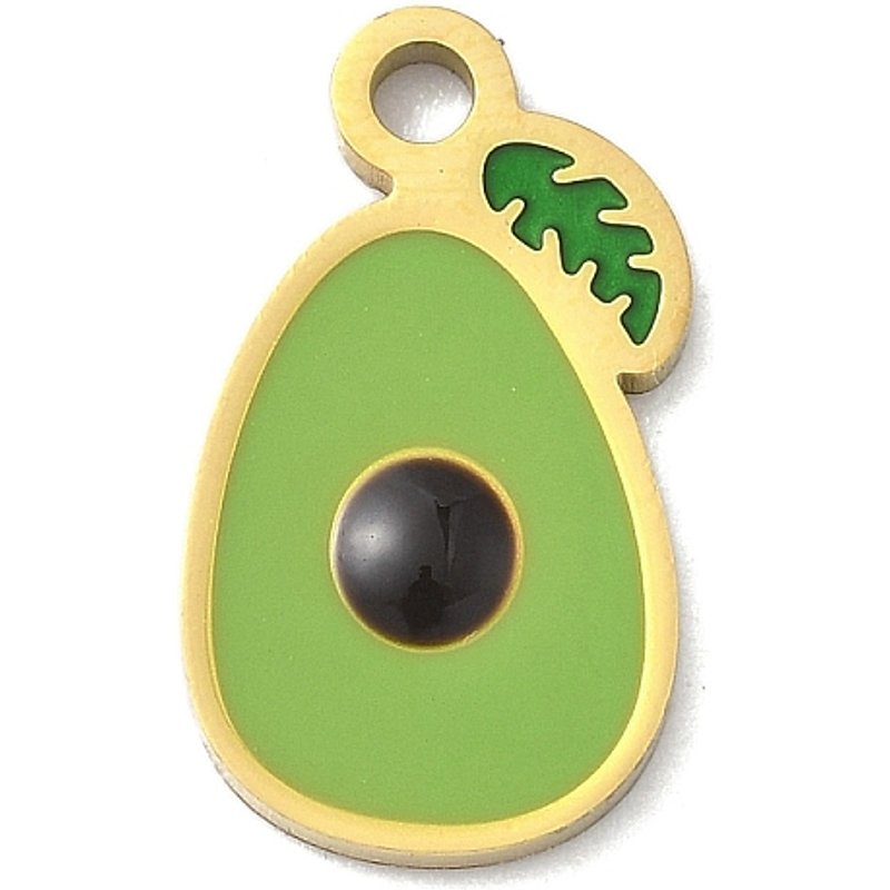 Pendentif en Émail Avocat en Acier Inoxydable 304, Plaqué Or 18K — Breloques et pendentifs