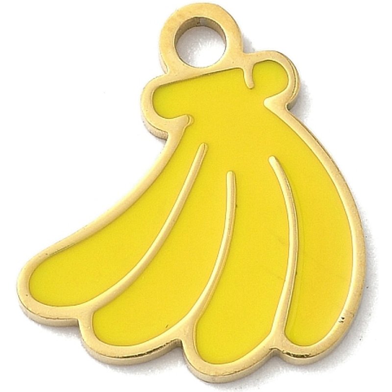 Pendentif en Émail de Banane en Acier Inoxydable 304, Plaqué Or 18K — Breloques et pendentifs